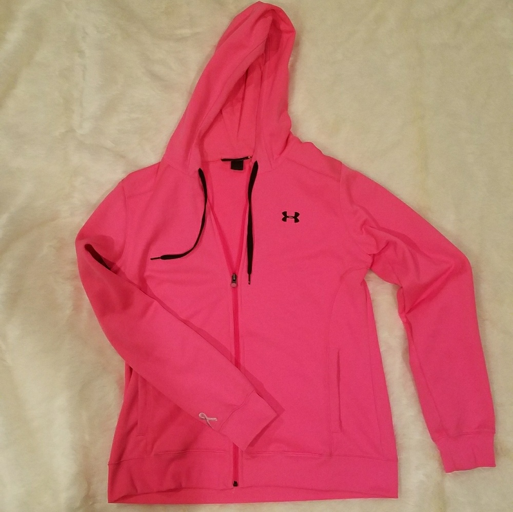 Under Armour pink zip up hoodie large